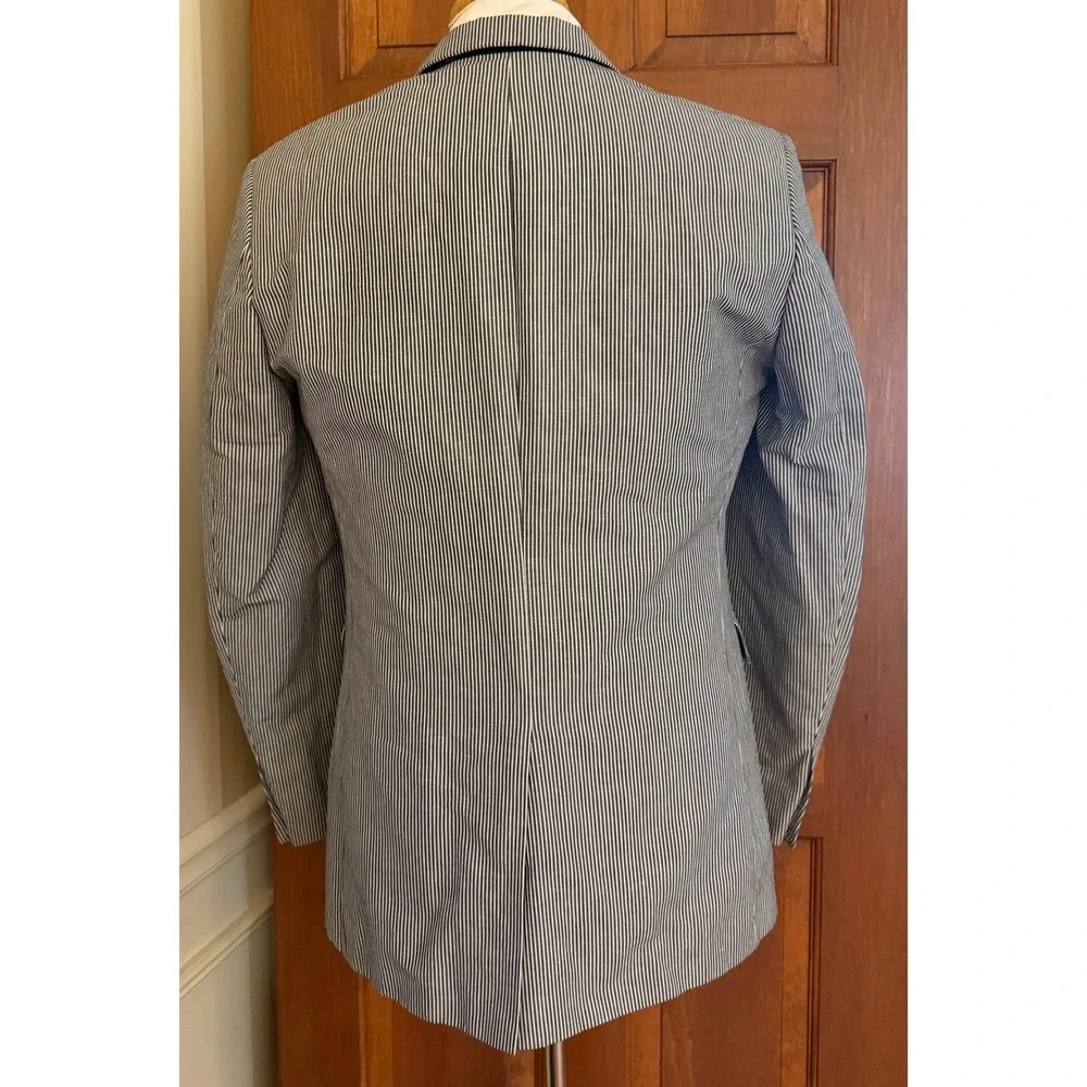 Banana Republic Tailored Fit Blazer Men 40L Striped Cotton Linen 2-Button Jacket